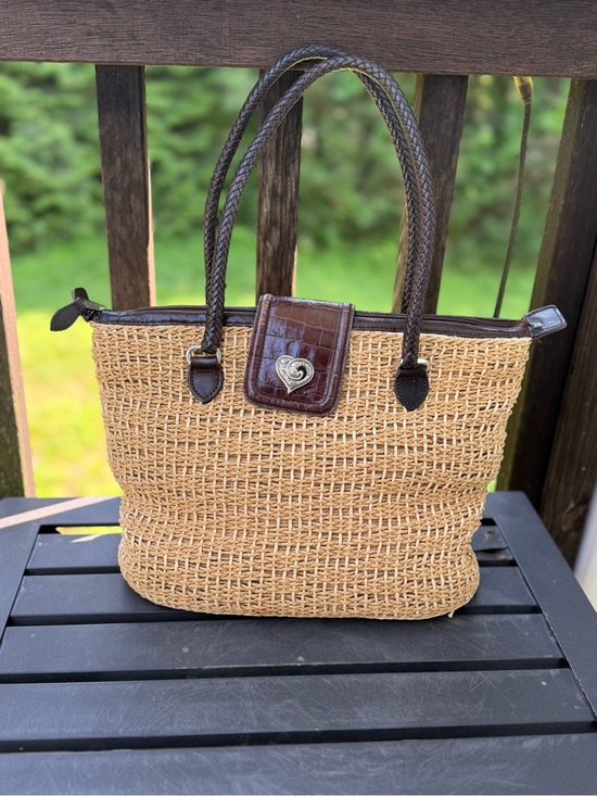 Brighton Handbags - Brighton Woven Straw Heart Tote Bag